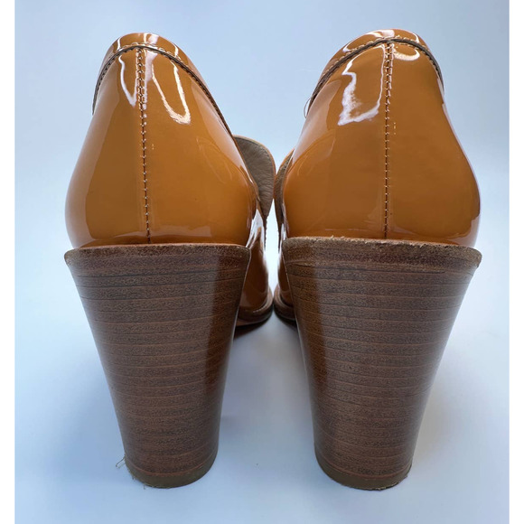 Maryam Nassir Zadeh Nora Patent Leather Retro Orange Cream Loafers Heels Sz 39 - Picture 7 of 16
